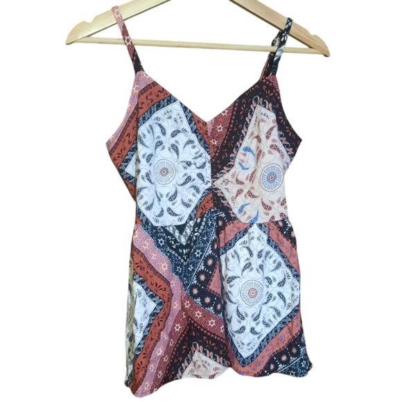 Shyanne Womens Western Patchwork Printed Smocked Cami Tank Top Size M - Picture 2 of 7